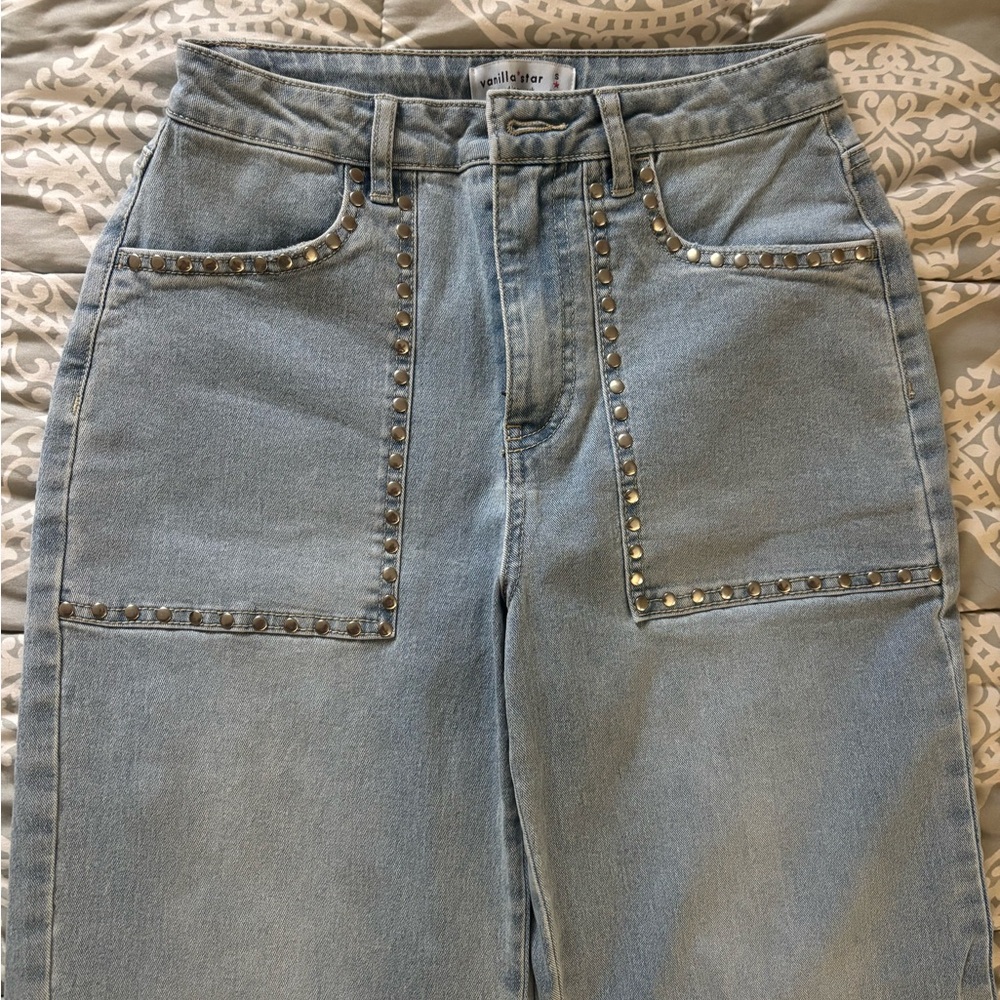 Wallis Light Blue High-Rise Studded Jeans